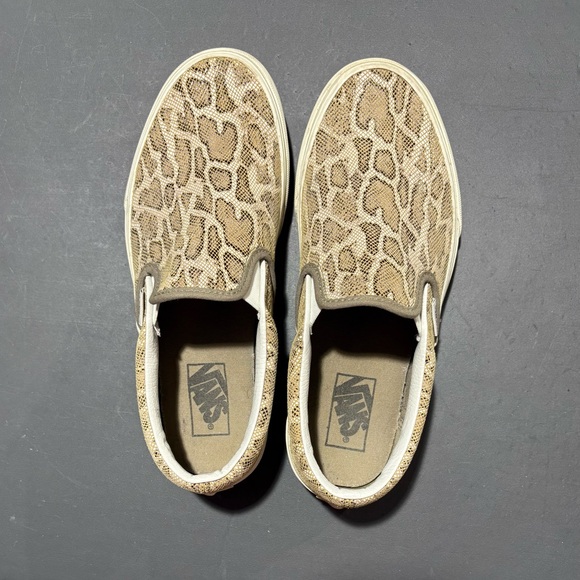 Vans Tan Animal Print Slip-On Sneakers - Picture 2 of 3